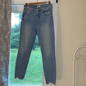 LOFT Distressed Hem Skinny Jeans
